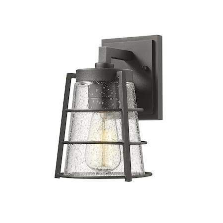 Z-Lite Helix 1 Light Outdoor Wall Sconce, Black And Clear Seedy 591S-BK